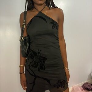 Motel Rocks Strapless Black Floral Dress